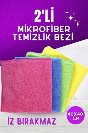 2'li İz Bırakmayan Mikrofiber Temizlik Bezi 40X40 CM