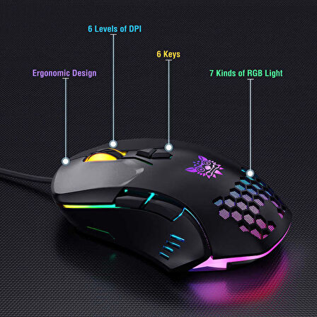 Oyun Savaşçıları için Profesyonel RGB Işıklı Klavye ve RGB Işıklı Hızlı Yanıt Veren DPI Mouse Seti