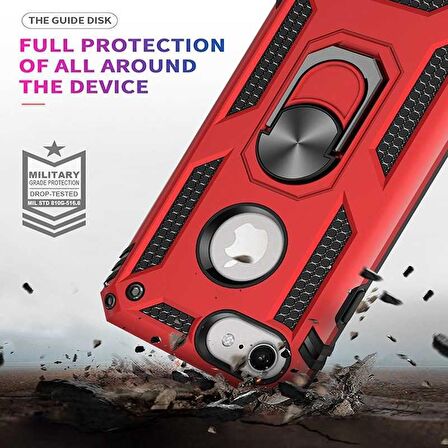 Apple iPhone 8 Uyumlu Kılıf Standlı Manyetik Yüzüklü Military Ring TPU Cover