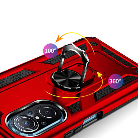 Huawei Nova 9 SE Uyumlu Kılıf Standlı Manyetik Yüzüklü Military Ring TPU Cover