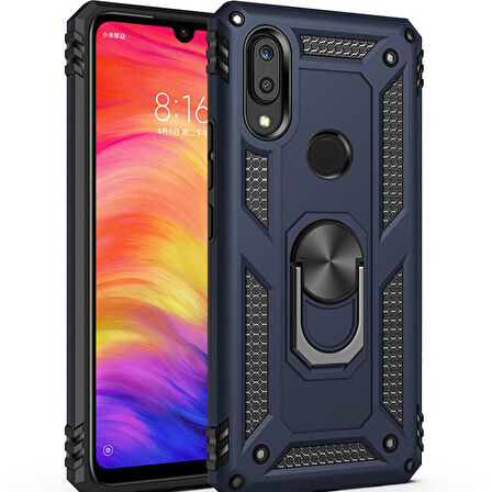 Huawei P Smart 2019 Uyumlu Kılıf Standlı Manyetik Yüzüklü Military Ring TPU Cover