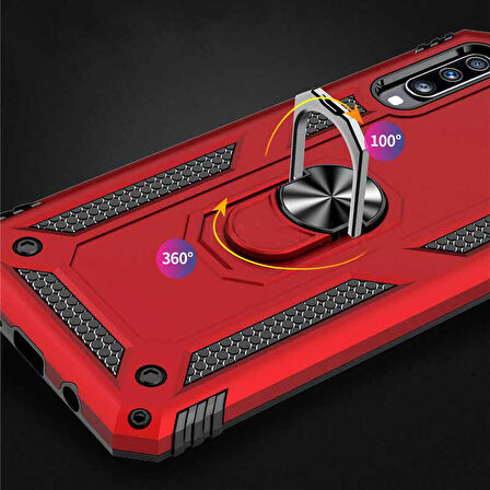 Huawei P Smart Pro 2019 Uyumlu Kılıf Standlı Manyetik Yüzüklü Military Ring TPU Cover