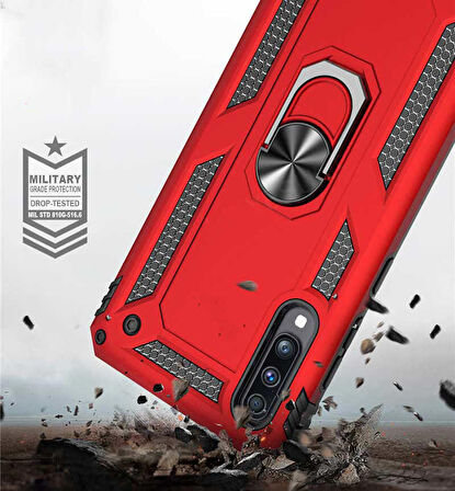 Huawei P Smart Pro 2019 Uyumlu Kılıf Standlı Manyetik Yüzüklü Military Ring TPU Cover