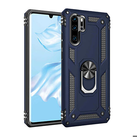 Huawei P30 Pro Uyumlu Kılıf Standlı Manyetik Yüzüklü Military Ring TPU Cover