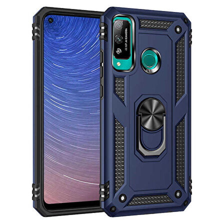 Huawei P40 Lite E Uyumlu Kılıf Standlı Manyetik Yüzüklü Military Ring TPU Cover