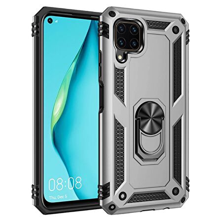 Huawei P40 Lite Uyumlu Kılıf Standlı Manyetik Yüzüklü Military Ring TPU Cover