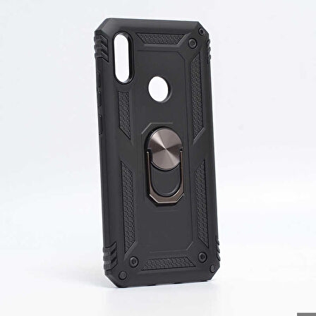 Huawei Y6 2019 Uyumlu Kılıf Standlı Manyetik Yüzüklü Military Ring TPU Cover