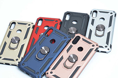 Huawei Y6 2019 Uyumlu Kılıf Standlı Manyetik Yüzüklü Military Ring TPU Cover