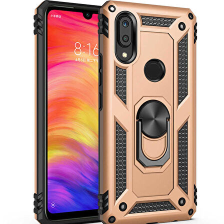 Huawei Y7 Prime 2019 Uyumlu Kılıf Standlı Manyetik Yüzüklü Military Ring TPU Cover