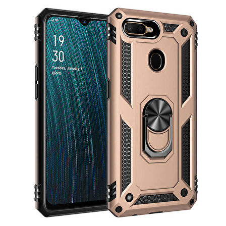 Oppo A12 Uyumlu Kılıf Standlı Manyetik Yüzüklü Military Ring TPU Cover