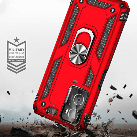 Oppo A36 Uyumlu Kılıf Standlı Manyetik Yüzüklü Military Ring TPU Cover