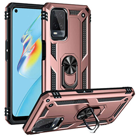 Oppo A54 4G Uyumlu Kılıf Standlı Manyetik Yüzüklü Military Ring TPU Cover