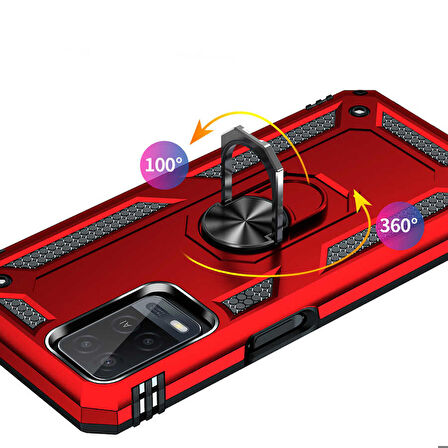 Oppo A54 4G Uyumlu Kılıf Standlı Manyetik Yüzüklü Military Ring TPU Cover