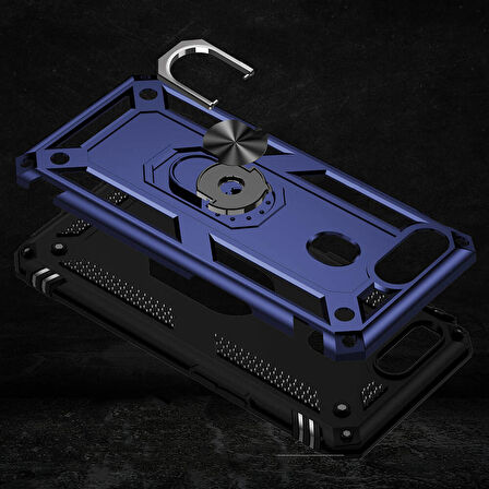 Oppo AX7 Uyumlu Kılıf Standlı Manyetik Yüzüklü Military Ring TPU Cover