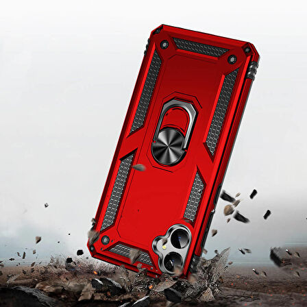 Samsung Galaxy A05 Uyumlu Kılıf Standlı Manyetik Yüzüklü Military Ring TPU Cover