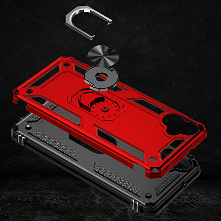 Samsung Galaxy A05 Uyumlu Kılıf Standlı Manyetik Yüzüklü Military Ring TPU Cover