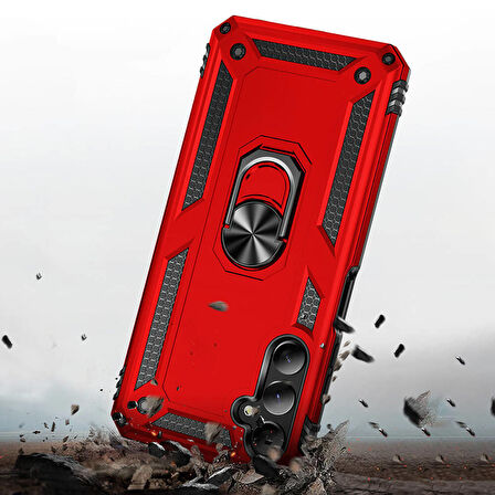 Samsung Galaxy A05S Uyumlu Kılıf Standlı Manyetik Yüzüklü Military Ring TPU Cover