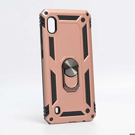 Samsung Galaxy A10 Uyumlu Kılıf Standlı Manyetik Yüzüklü Military Ring TPU Cover