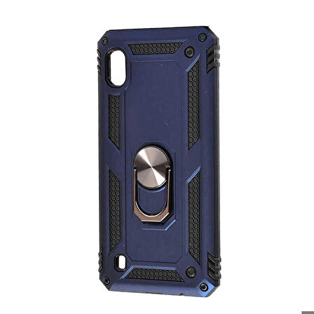 Samsung Galaxy A10 Uyumlu Kılıf Standlı Manyetik Yüzüklü Military Ring TPU Cover