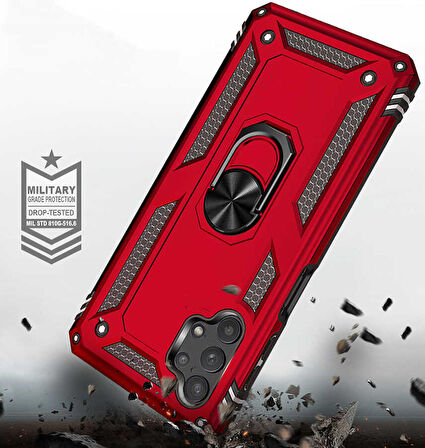 Samsung Galaxy A13 4G Uyumlu Kılıf Standlı Manyetik Yüzüklü Military Ring TPU Cover