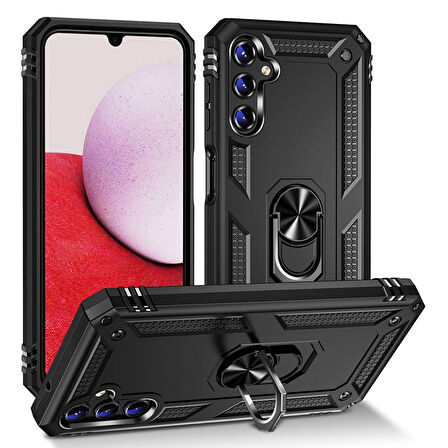 Samsung Galaxy A14 Uyumlu Kılıf Standlı Manyetik Yüzüklü Military Ring TPU Cover