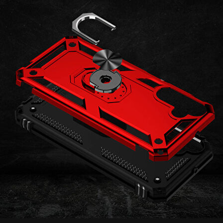 Samsung Galaxy A15 Uyumlu Kılıf Standlı Manyetik Yüzüklü Military Ring TPU Cover