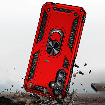 Samsung Galaxy A15 Uyumlu Kılıf Standlı Manyetik Yüzüklü Military Ring TPU Cover