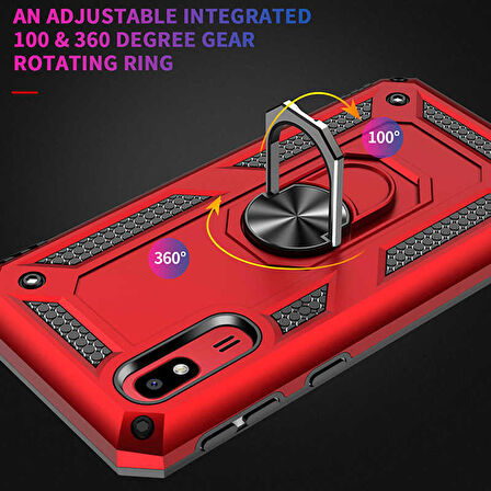 Samsung Galaxy A2 Core Uyumlu Kılıf Standlı Manyetik Yüzüklü Military Ring TPU Cover