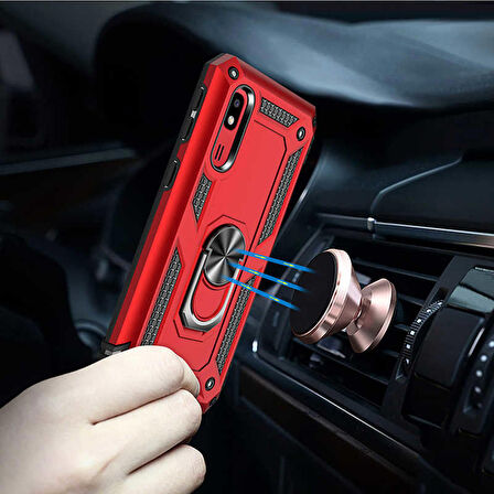 Samsung Galaxy A2 Core Uyumlu Kılıf Standlı Manyetik Yüzüklü Military Ring TPU Cover