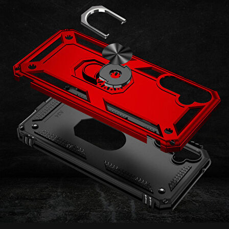 Samsung Galaxy A34 Uyumlu Kılıf Standlı Manyetik Yüzüklü Military Ring TPU Cover
