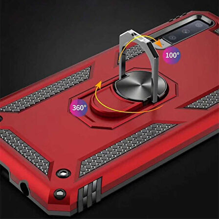 Samsung Galaxy A7 2018 Uyumlu Kılıf Standlı Manyetik Yüzüklü Military Ring TPU Cover