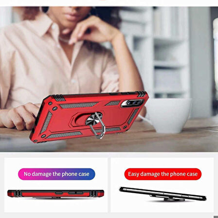 Samsung Galaxy A70 Uyumlu Kılıf Standlı Manyetik Yüzüklü Military Ring TPU Cover