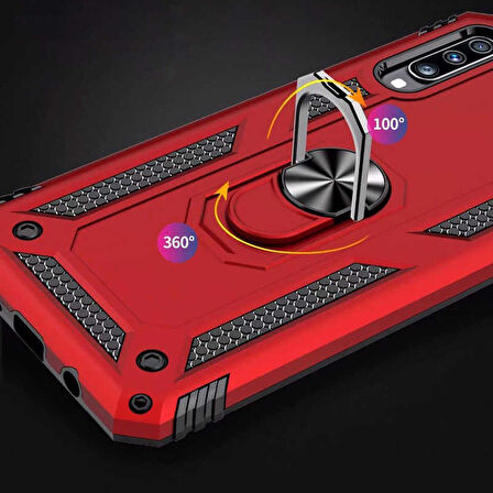 Samsung Galaxy A70 Uyumlu Kılıf Standlı Manyetik Yüzüklü Military Ring TPU Cover