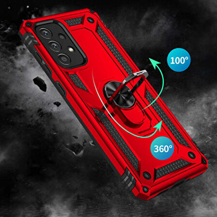 Samsung Galaxy A73 Uyumlu Kılıf Standlı Manyetik Yüzüklü Military Ring TPU Cover