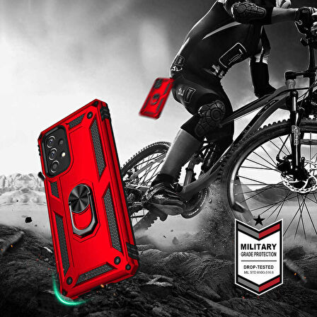 Samsung Galaxy A73 Uyumlu Kılıf Standlı Manyetik Yüzüklü Military Ring TPU Cover