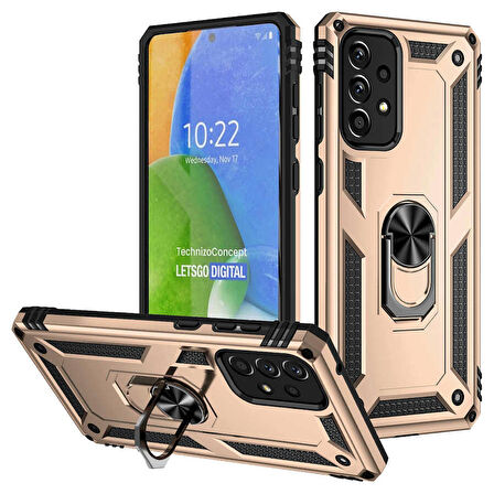 Samsung Galaxy A73 Uyumlu Kılıf Standlı Manyetik Yüzüklü Military Ring TPU Cover