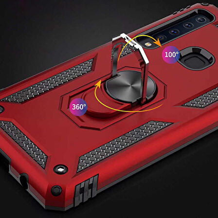 Samsung Galaxy A9 2018 Uyumlu Kılıf Standlı Manyetik Yüzüklü Military Ring TPU Cover