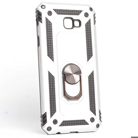 Samsung Galaxy J4 Plus Uyumlu Kılıf Standlı Manyetik Yüzüklü Military Ring TPU Cover
