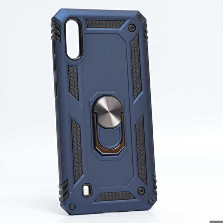 Samsung Galaxy M10 Uyumlu Kılıf Standlı Manyetik Yüzüklü Military Ring TPU Cover