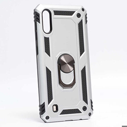 Samsung Galaxy M10 Uyumlu Kılıf Standlı Manyetik Yüzüklü Military Ring TPU Cover