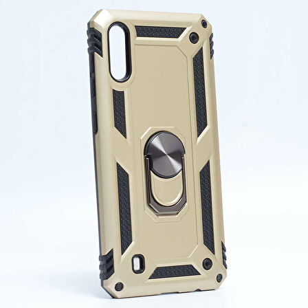 Samsung Galaxy M10 Uyumlu Kılıf Standlı Manyetik Yüzüklü Military Ring TPU Cover