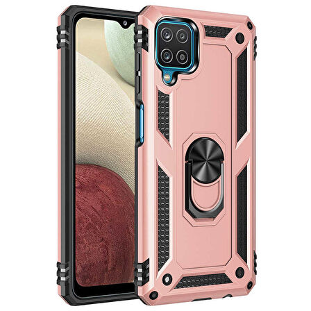 Samsung Galaxy M22 Uyumlu Kılıf Standlı Manyetik Yüzüklü Military Ring TPU Cover