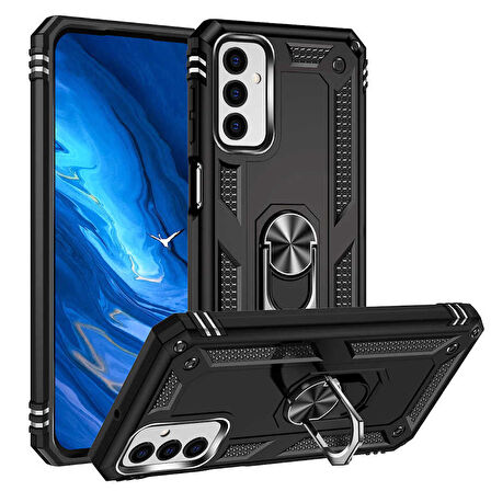 Samsung Galaxy M23 Uyumlu Kılıf Standlı Manyetik Yüzüklü Military Ring TPU Cover