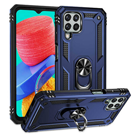 Samsung Galaxy M33 Uyumlu Kılıf Standlı Manyetik Yüzüklü Military Ring TPU Cover
