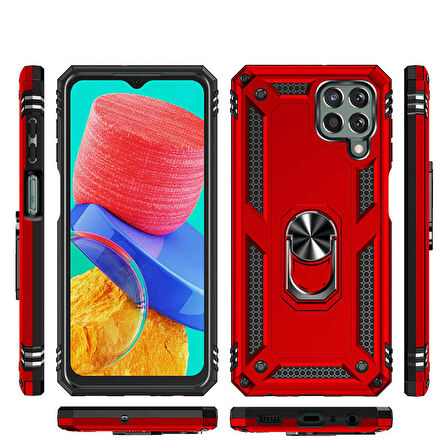 Samsung Galaxy M33 Uyumlu Kılıf Standlı Manyetik Yüzüklü Military Ring TPU Cover