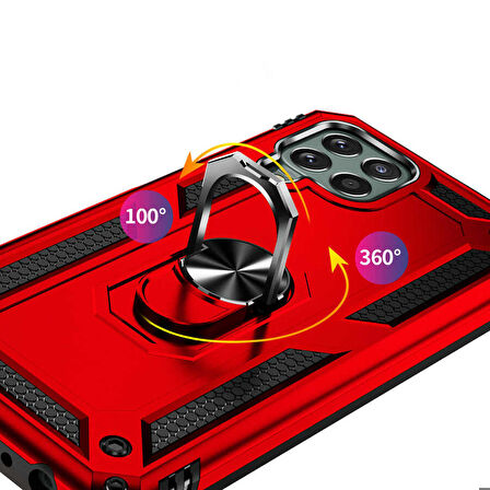 Samsung Galaxy M33 Uyumlu Kılıf Standlı Manyetik Yüzüklü Military Ring TPU Cover