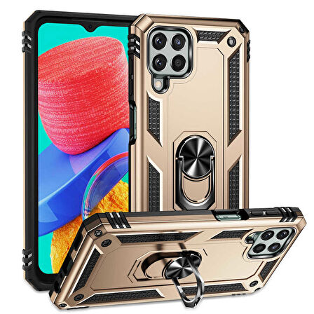 Samsung Galaxy M33 Uyumlu Kılıf Standlı Manyetik Yüzüklü Military Ring TPU Cover