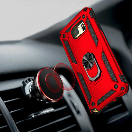 Samsung Galaxy Note 5 Uyumlu Kılıf Standlı Manyetik Yüzüklü Military Ring TPU Cover