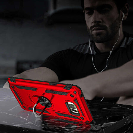 Samsung Galaxy Note 5 Uyumlu Kılıf Standlı Manyetik Yüzüklü Military Ring TPU Cover