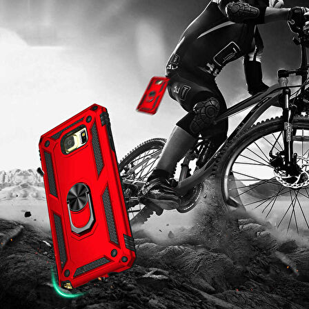 Samsung Galaxy Note 5 Uyumlu Kılıf Standlı Manyetik Yüzüklü Military Ring TPU Cover